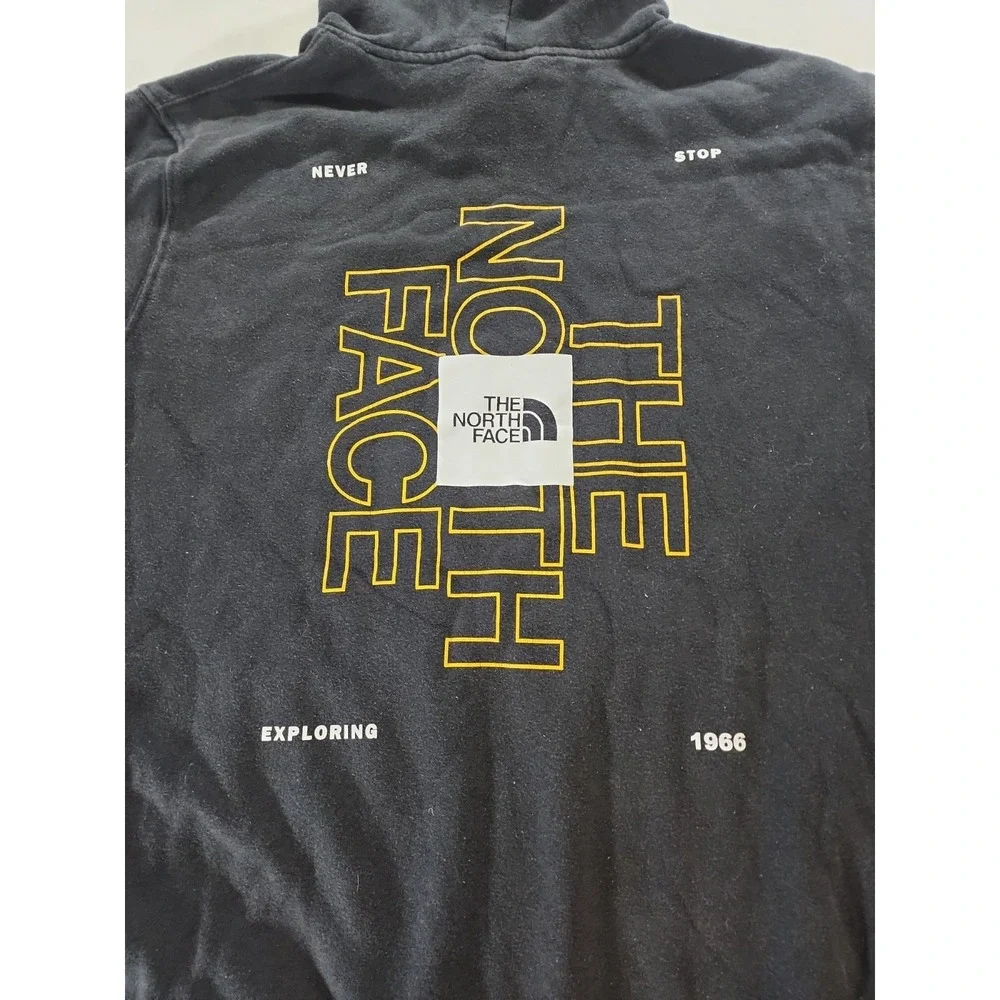 The North Face Circular Design Hoodie Mens XL Black Pullover Sweatshirt Box Logo